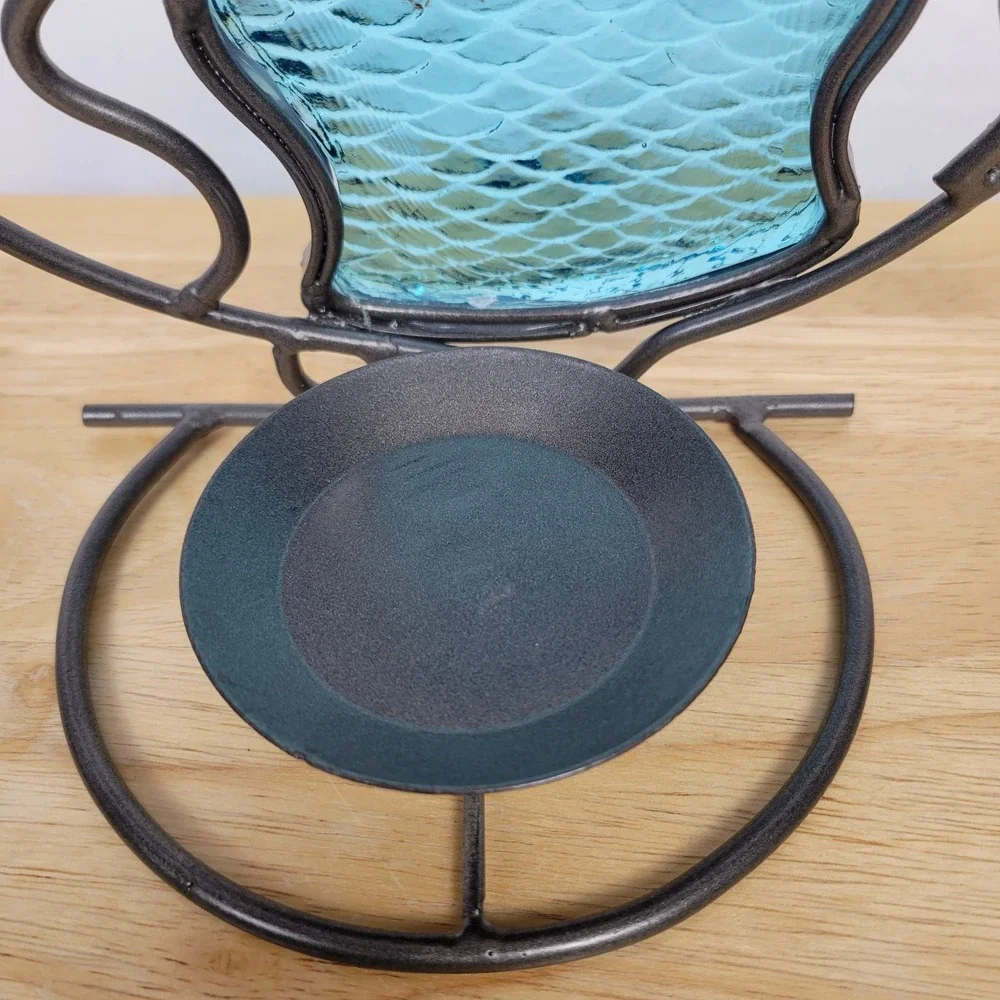 Blue Glass Fish Candle Holder 9
